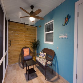 Private Screened Lanai with Sliding Barn Door